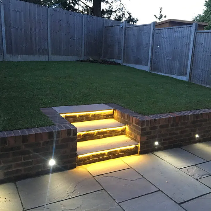 stair lighting on small garden